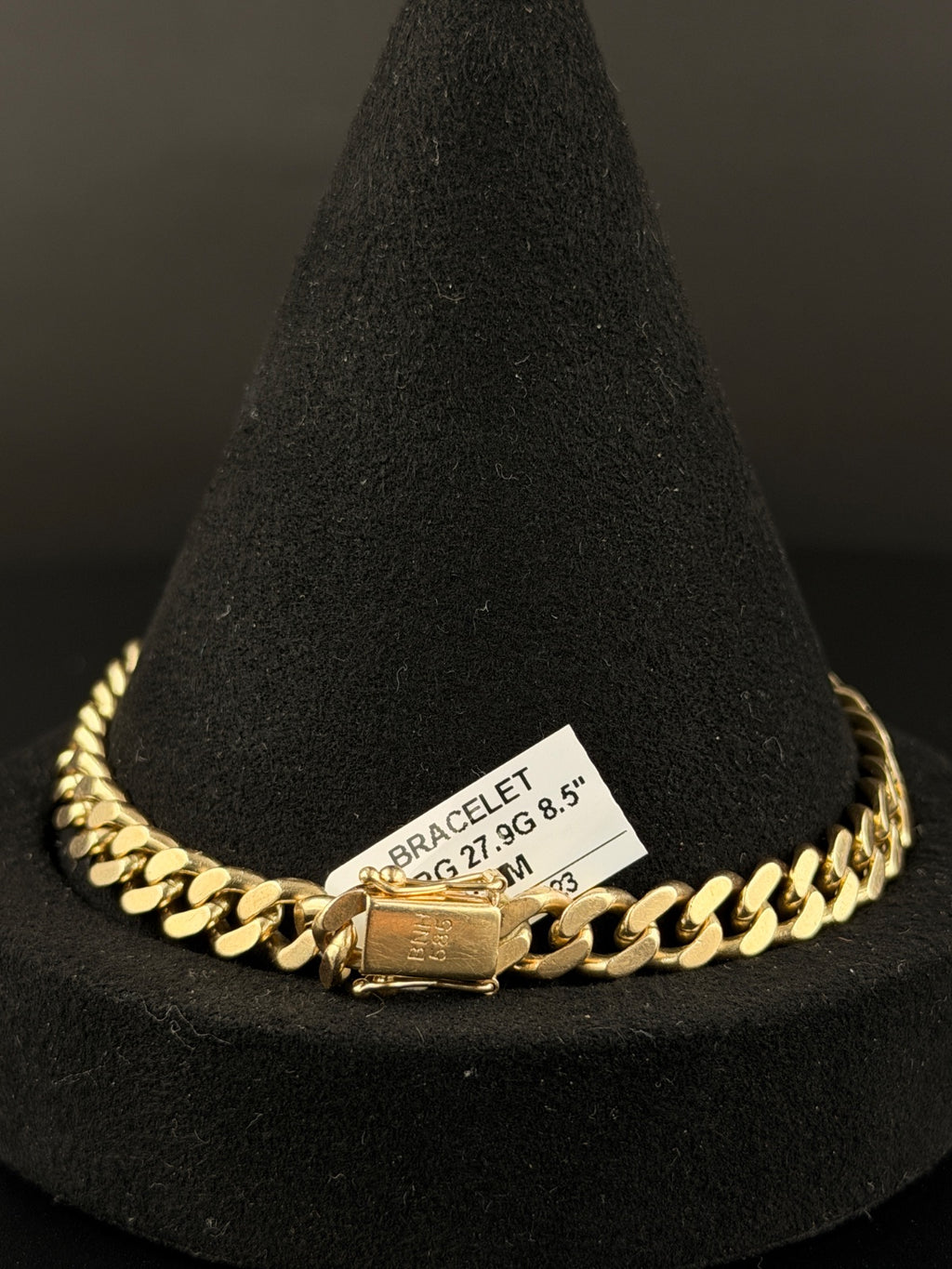 14K Gold Curb Link Bracelet 27.9g 8.5in