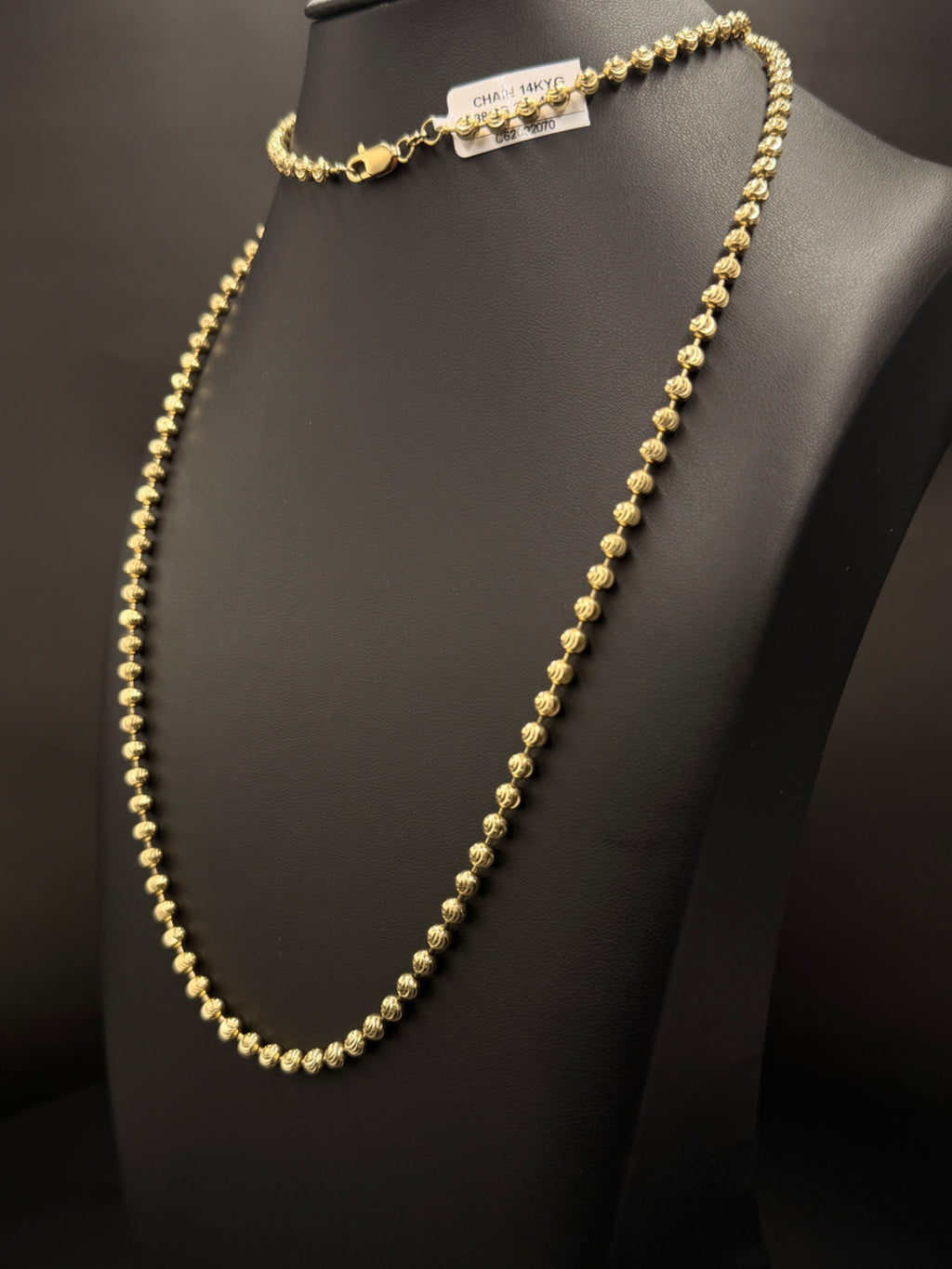 14K Yellow Gold Moon-Cut Bead Chain 38.6 Grams 35 Inches 4mm — photo 2