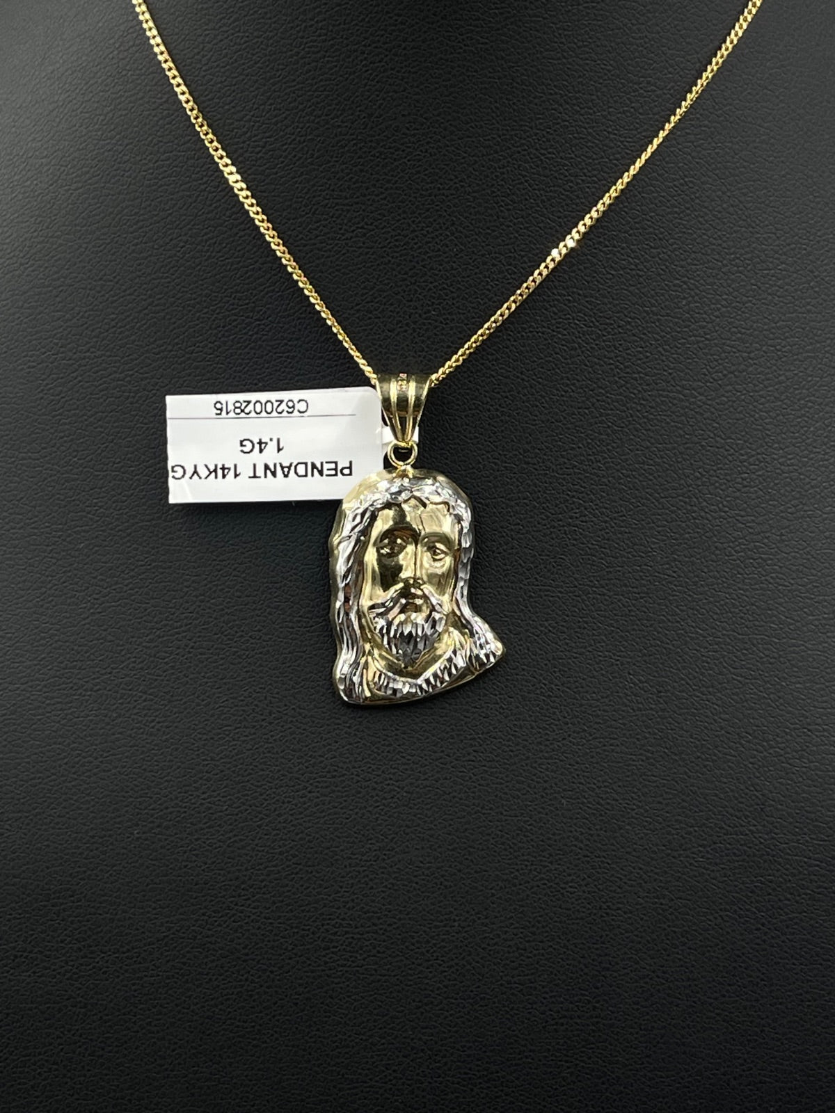 14K Gold Jesus Head Pendant 14.37mm