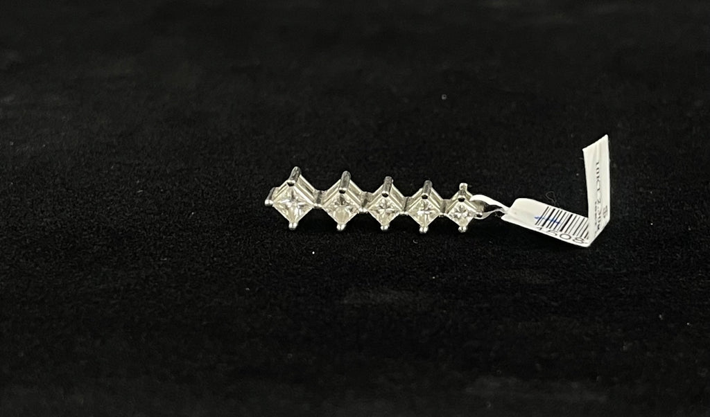 10K White Gold 5-Stone Princess Cut Journey Pendant 2.3g
