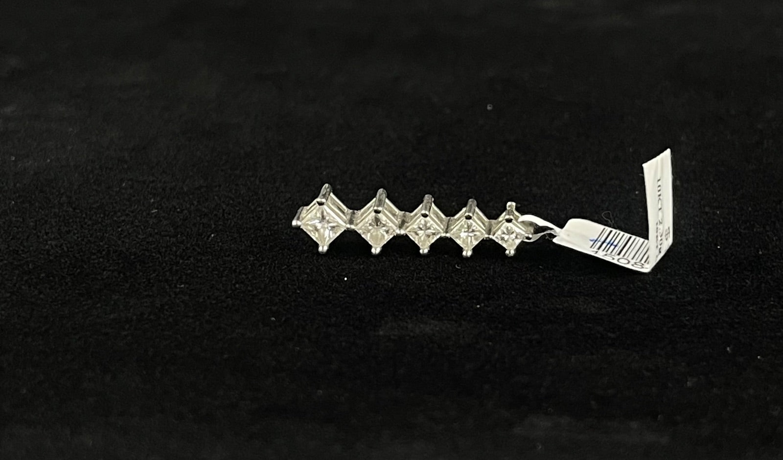 10K White Gold 5-Stone Princess Cut Journey Pendant 2.3g