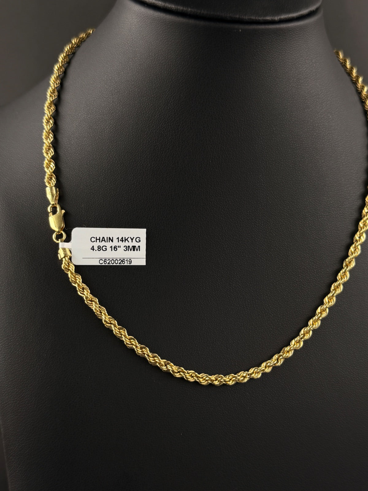 14K Gold Rope Chain 16in Pre-Owned for Sale