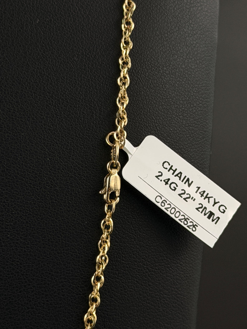 14K Gold Rope Chain 22 in 2mm
