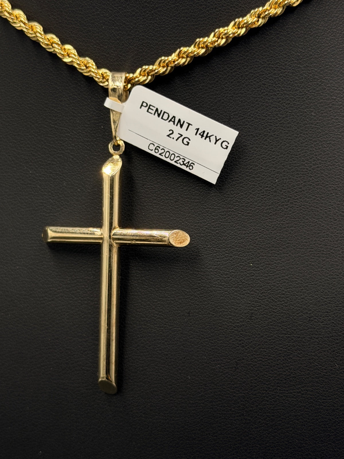14K Gold Cross Pendant 2.7g