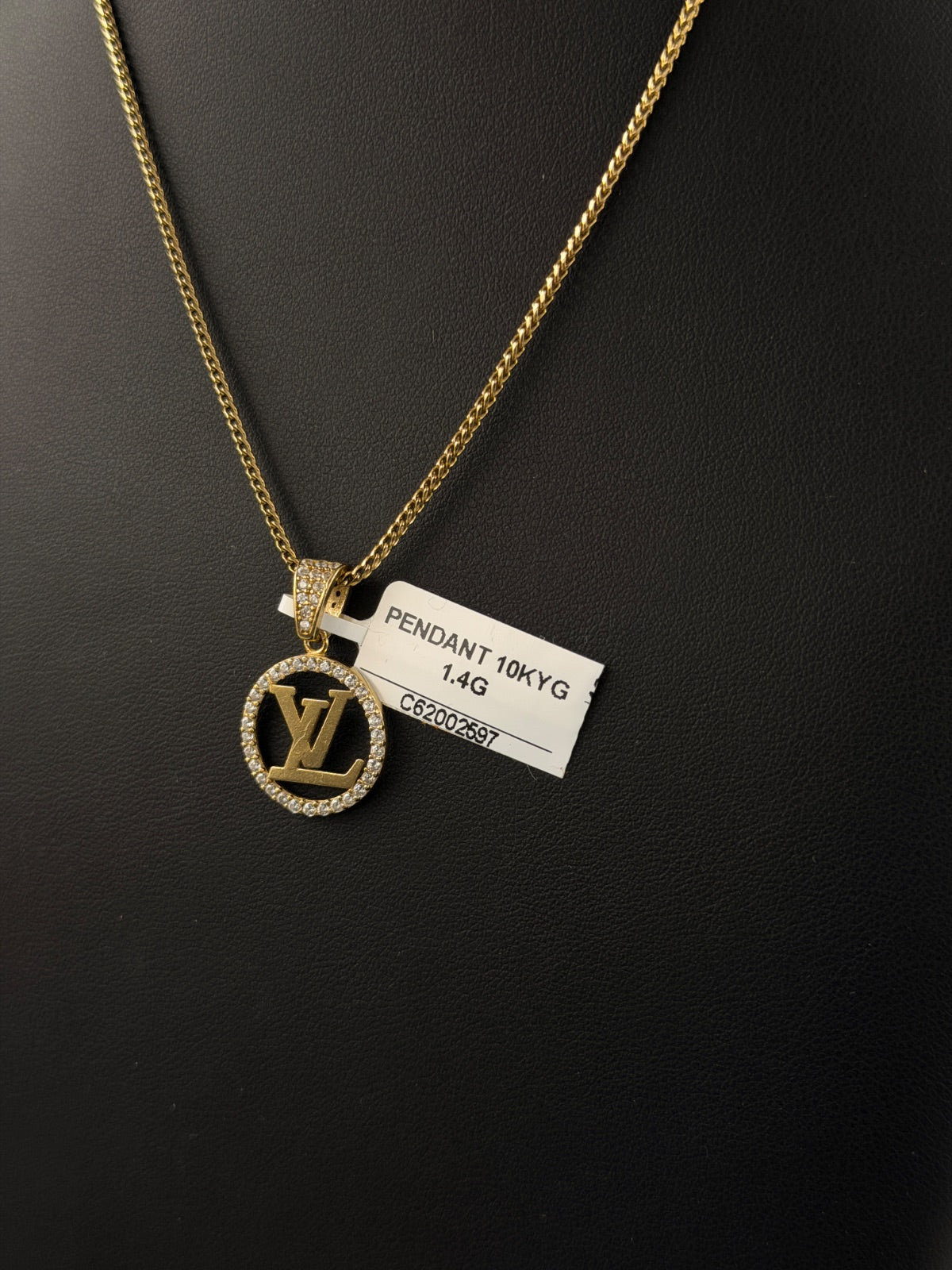 10K Gold LV Pendant Diamond Halo for Sale