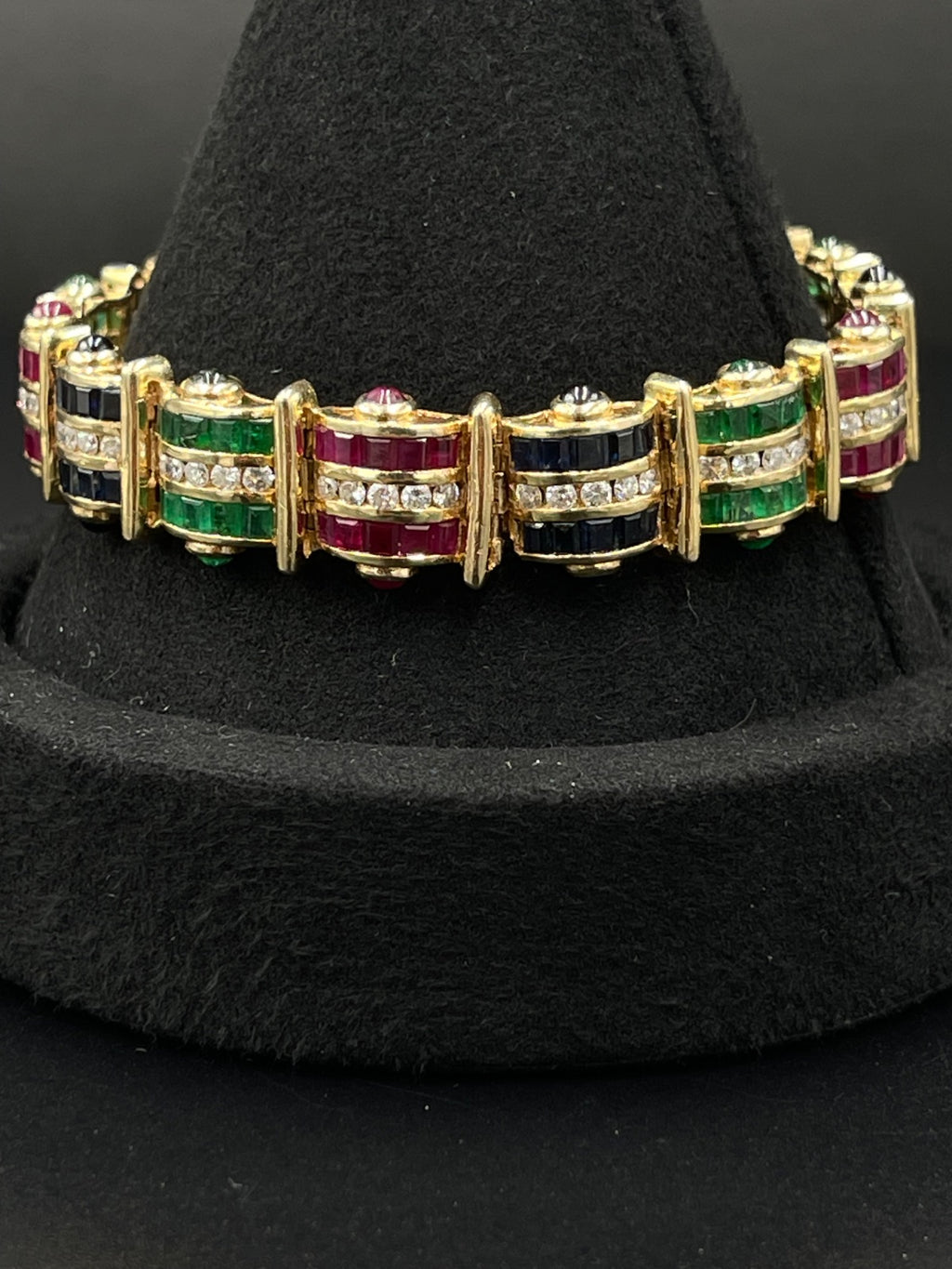 14K Gold Diamond & Gemstone Bracelet 37.5g