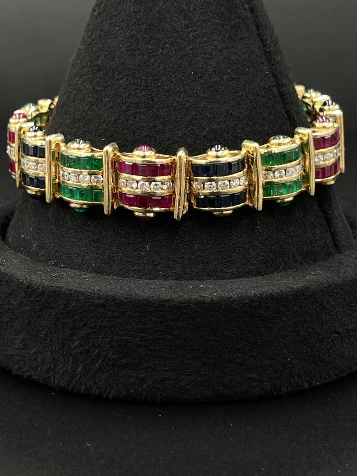 14K Gold Diamond & Gemstone Bracelet 37.5g