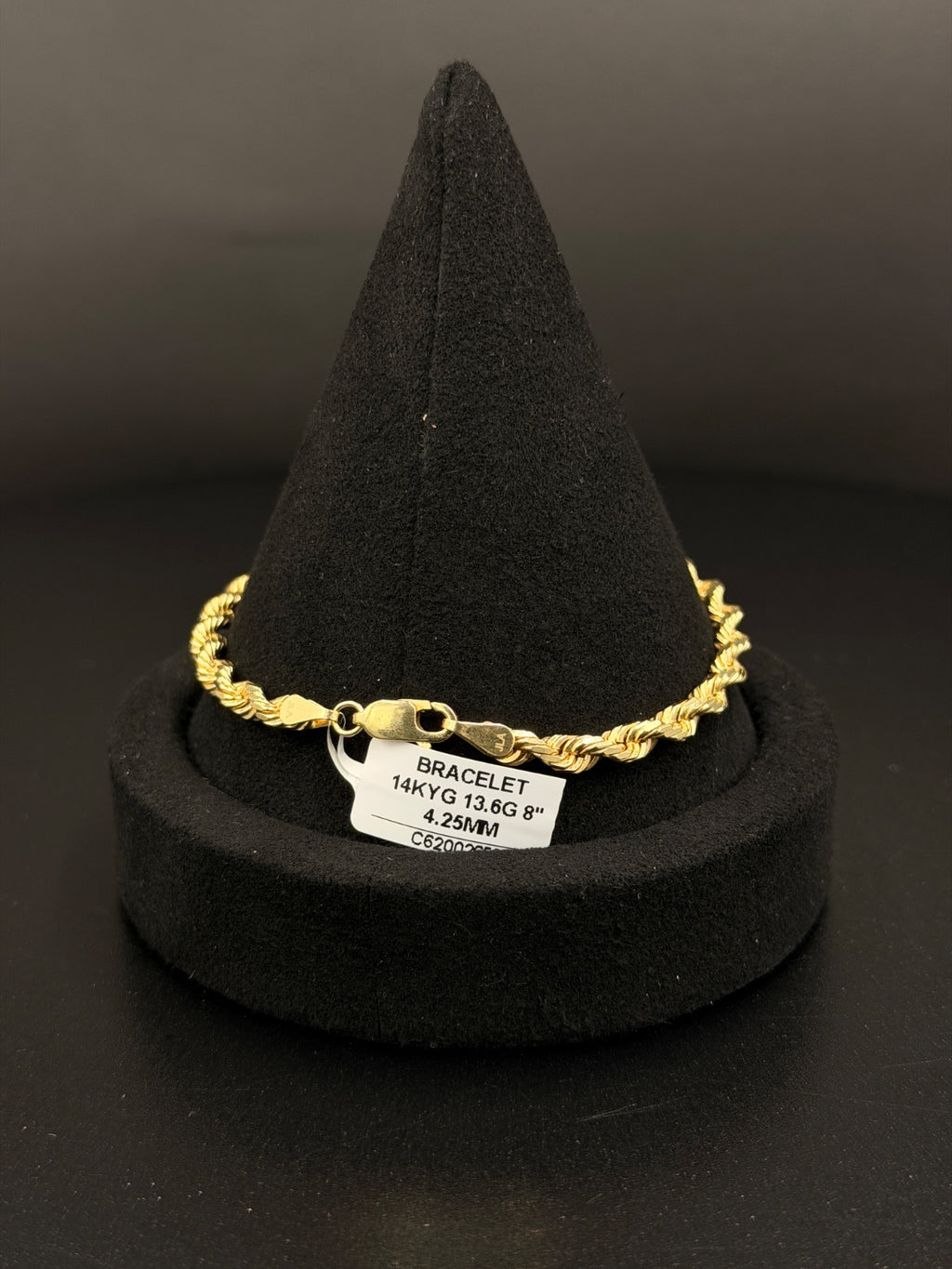 14K Gold Rope Bracelet 8 in 13.6g