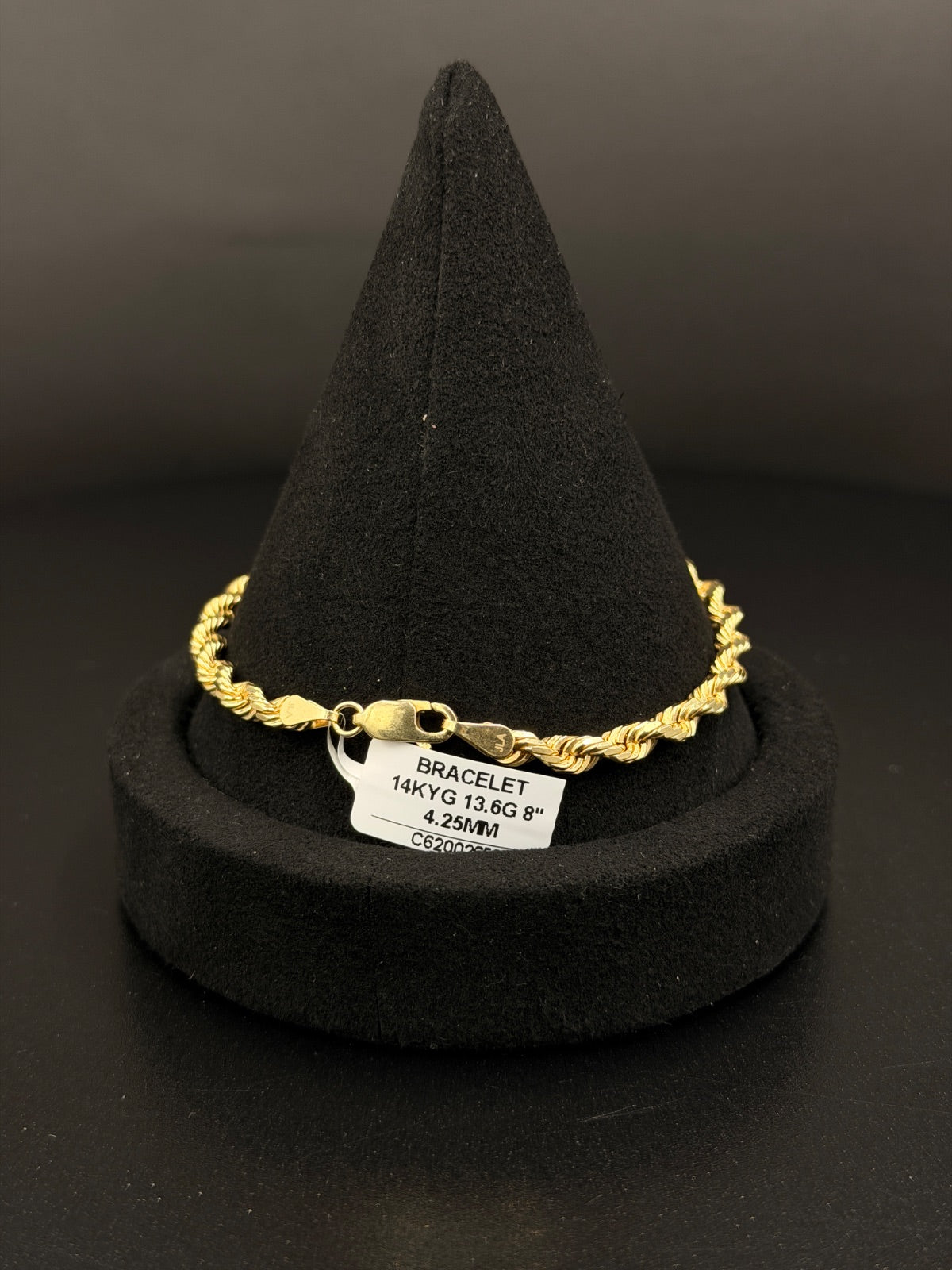 14K Gold Rope Bracelet 8 in 13.6g