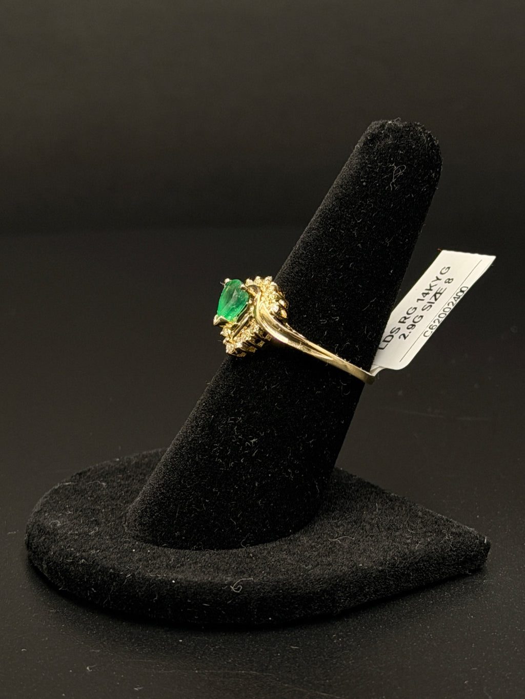 14K Gold Emerald Halo Ring Size 8 – 2.9g | DD Pawn Loans — photo 2 (in-store tag)