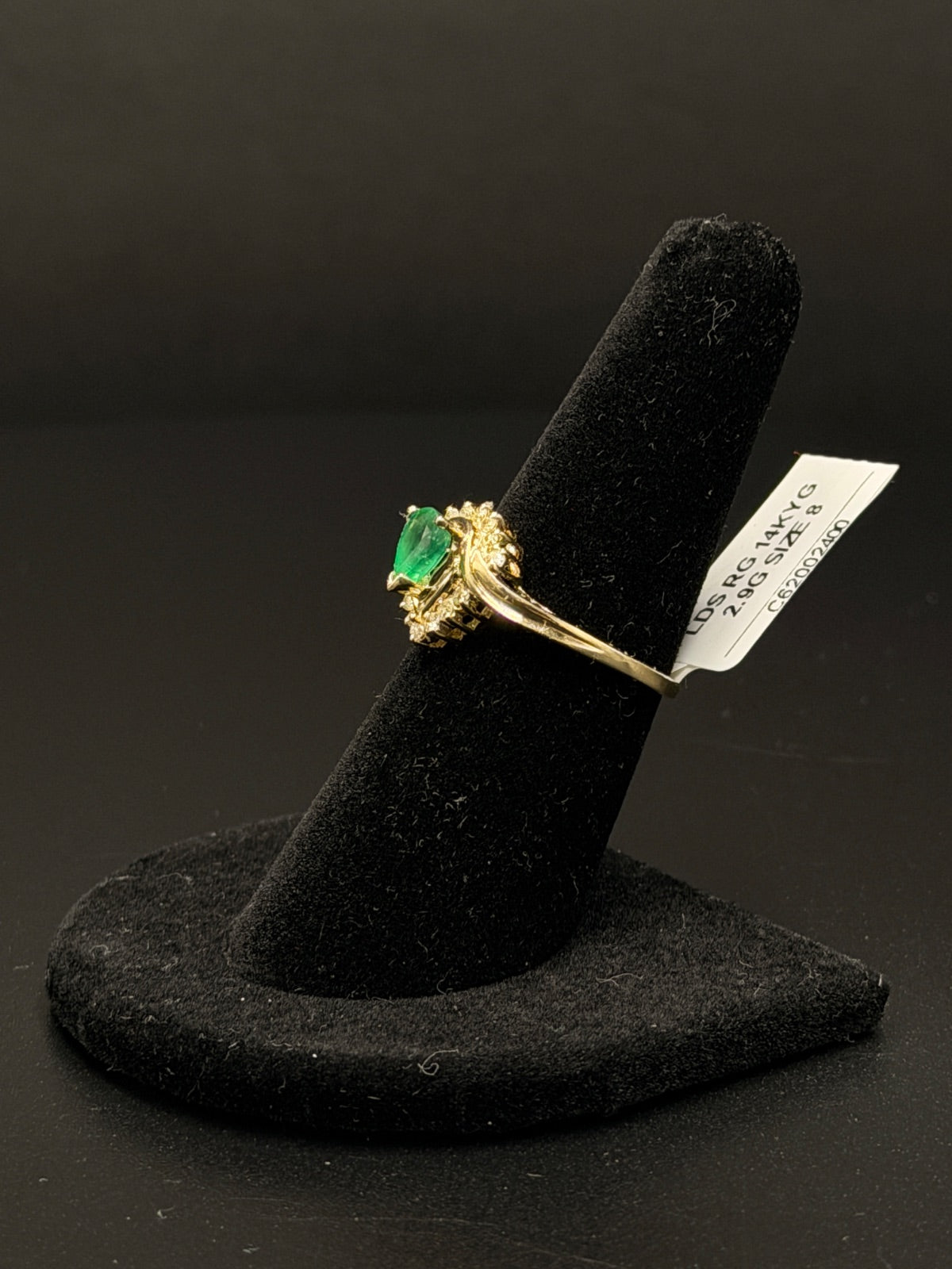14K Gold Emerald Halo Ring Size 8 – 2.9g | DD Pawn Loans — photo 2 (in-store tag)
