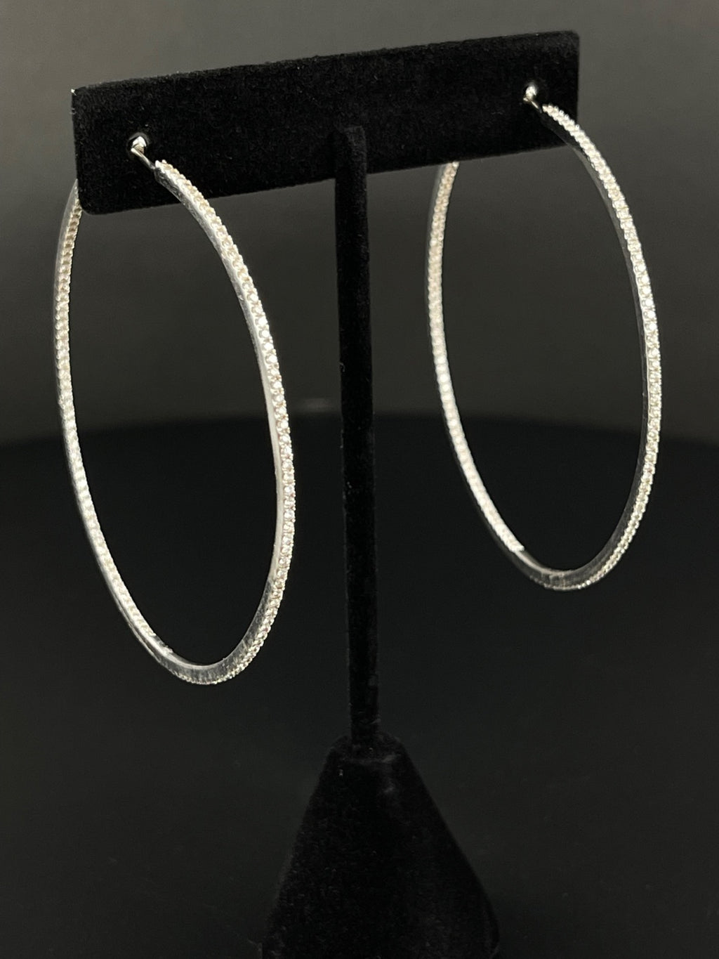 18K White Gold Diamond Hoop Earrings 13.5g