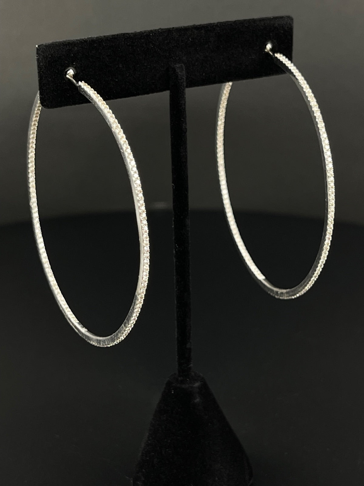 18K White Gold Diamond Hoop Earrings 13.5g