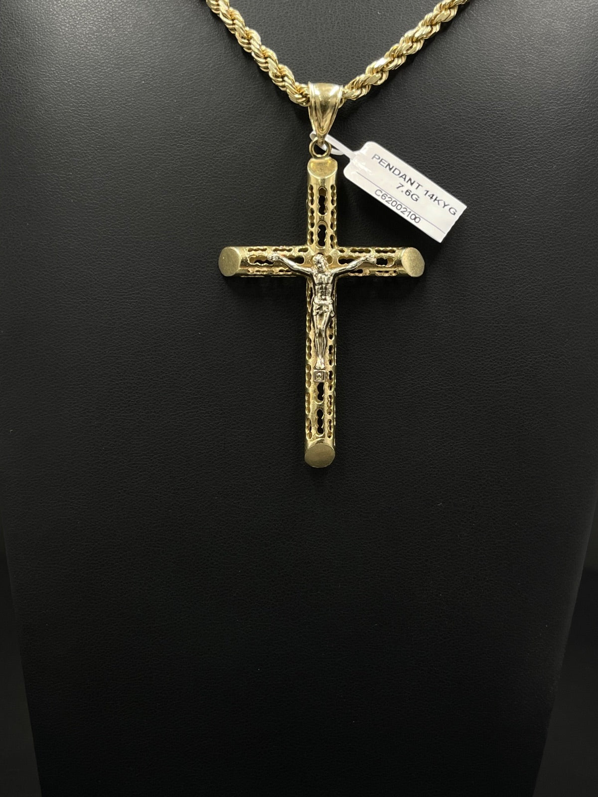 14K Two-Tone Gold Crucifix Pendant 7.6g 17.30mm — photo 2
