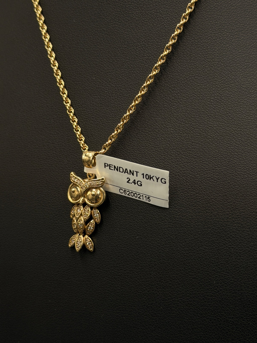 10K Gold Owl Pendant Charm 2.4g