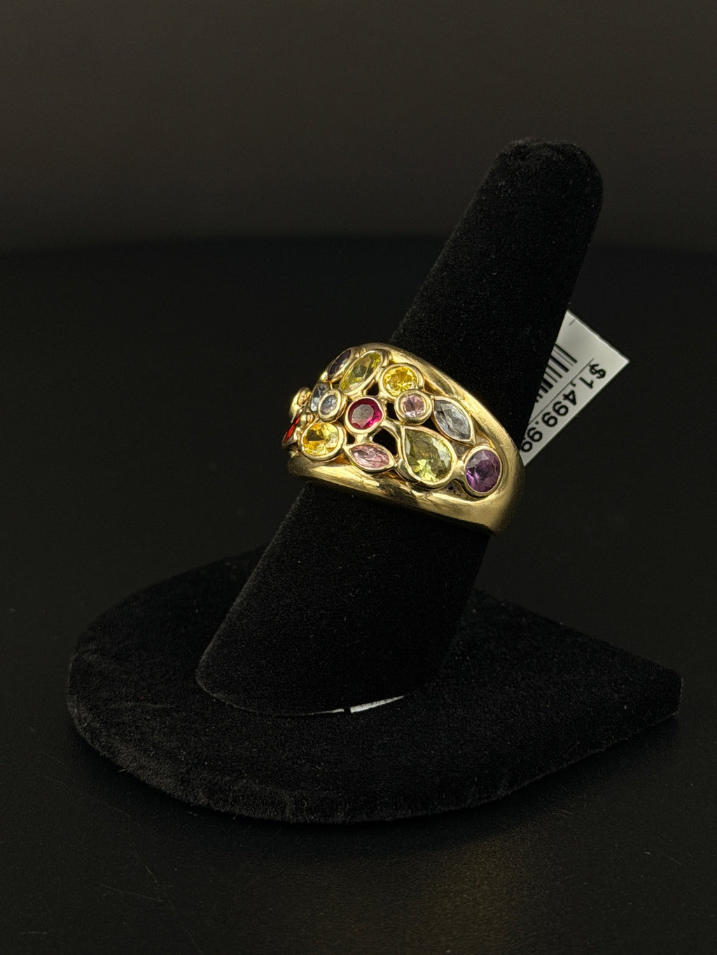 14K Gold Multi-Gem Ring Size 8.5 for Sale