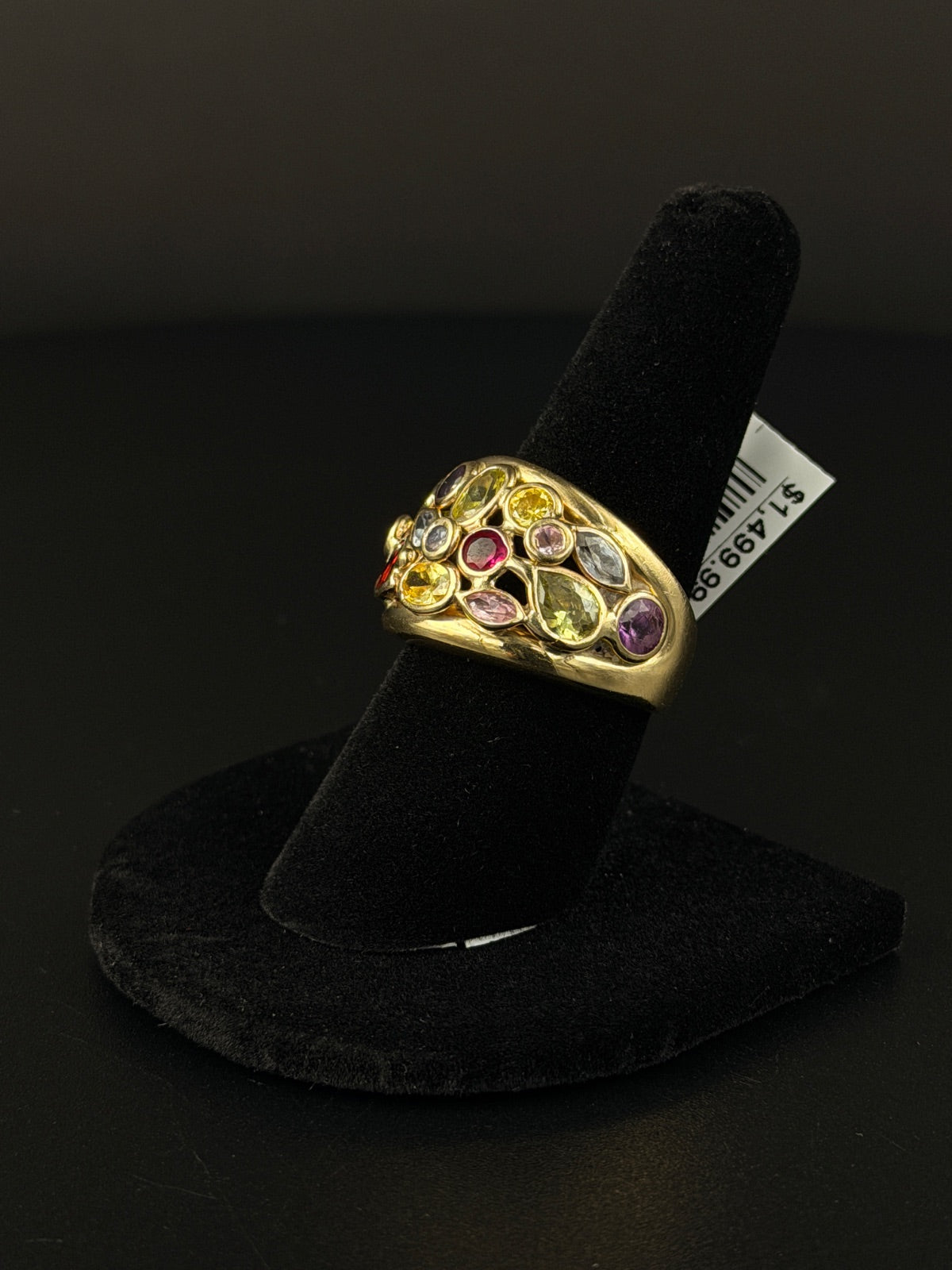 14K Gold Multi-Gem Ring Size 8.5 for Sale