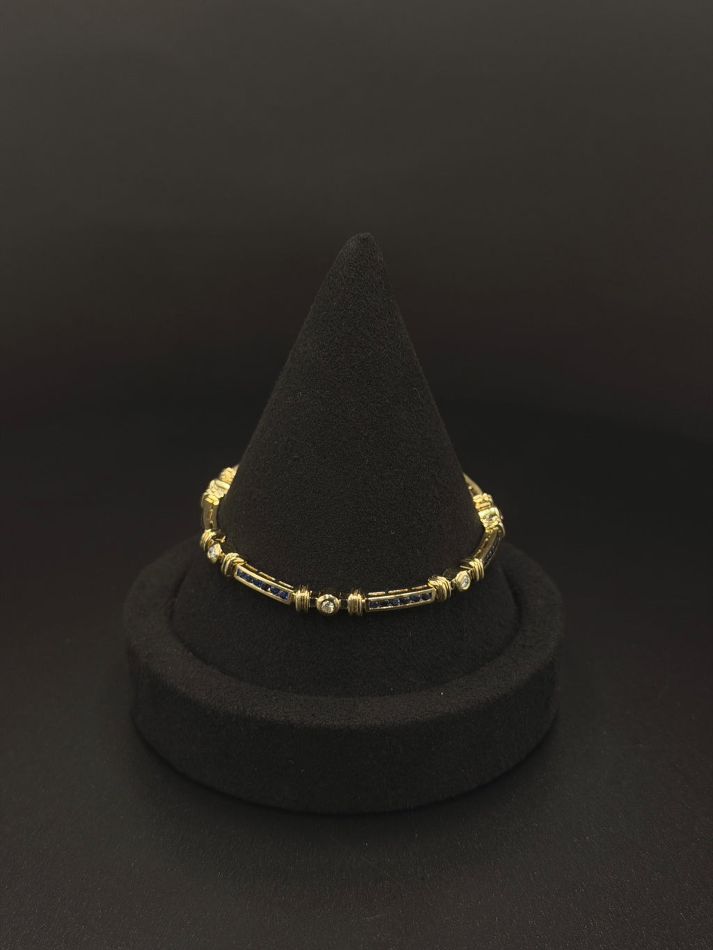 14K Gold Blue & Clear Stone Bracelet 13.9g | DD Pawn Loans