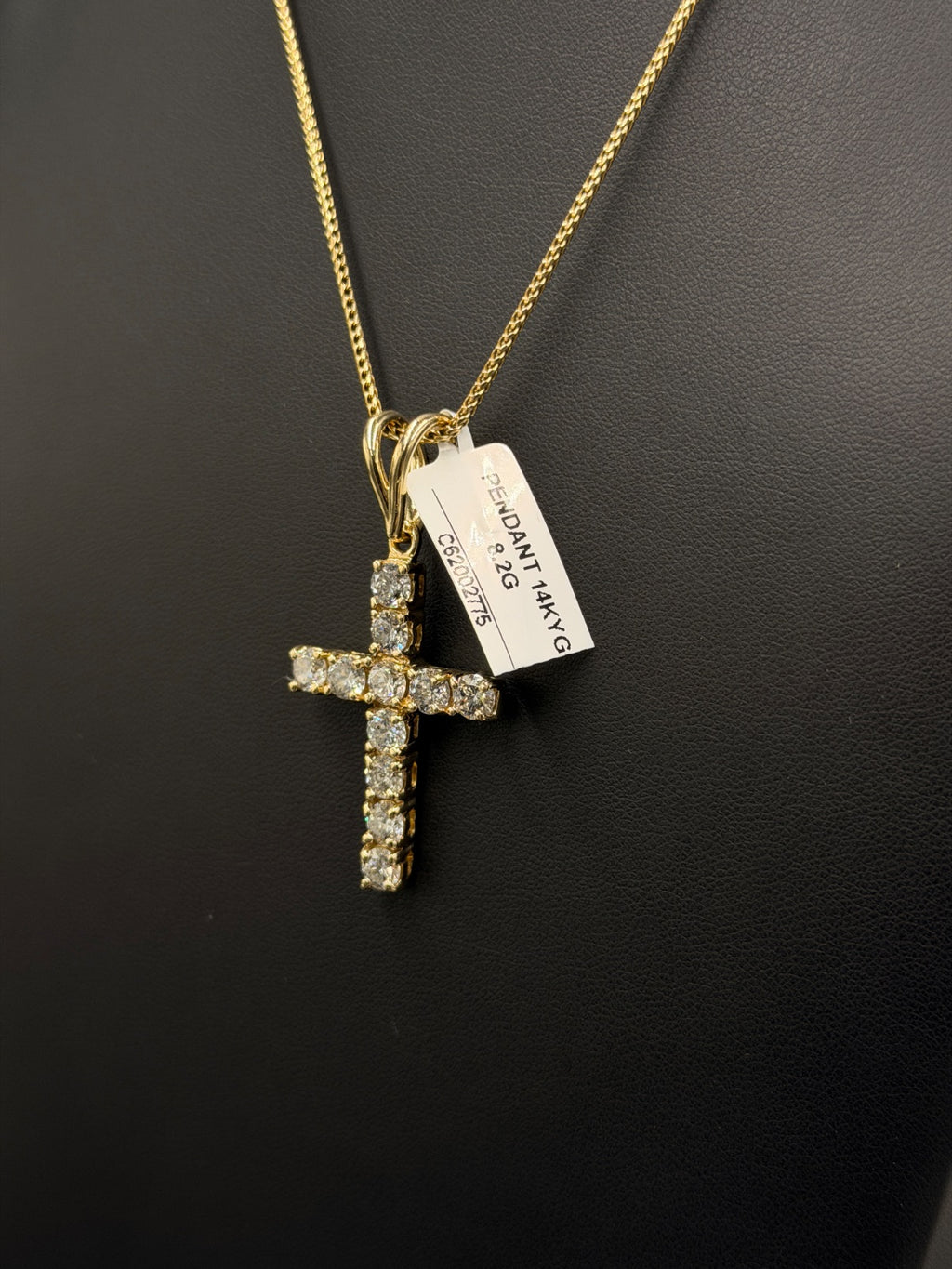 14K Gold Diamond Cross Pendant 8.2g