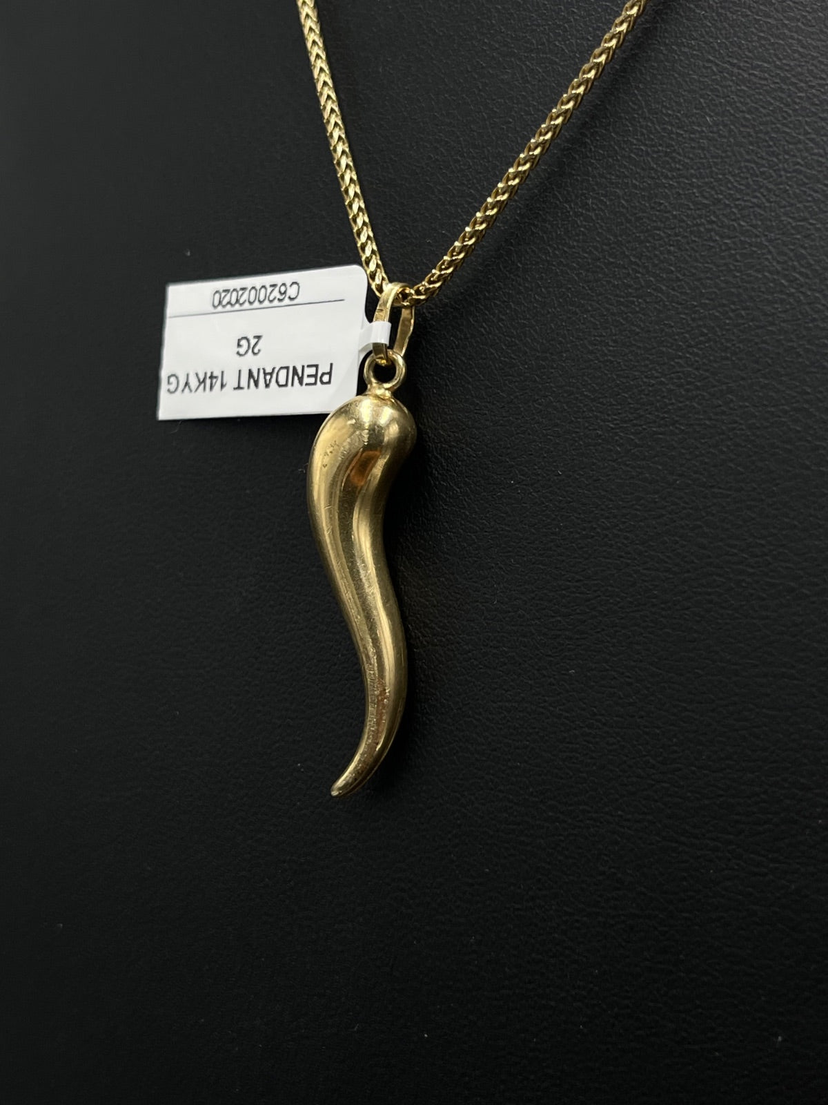 14K Gold Italian Horn Pendant for Sale