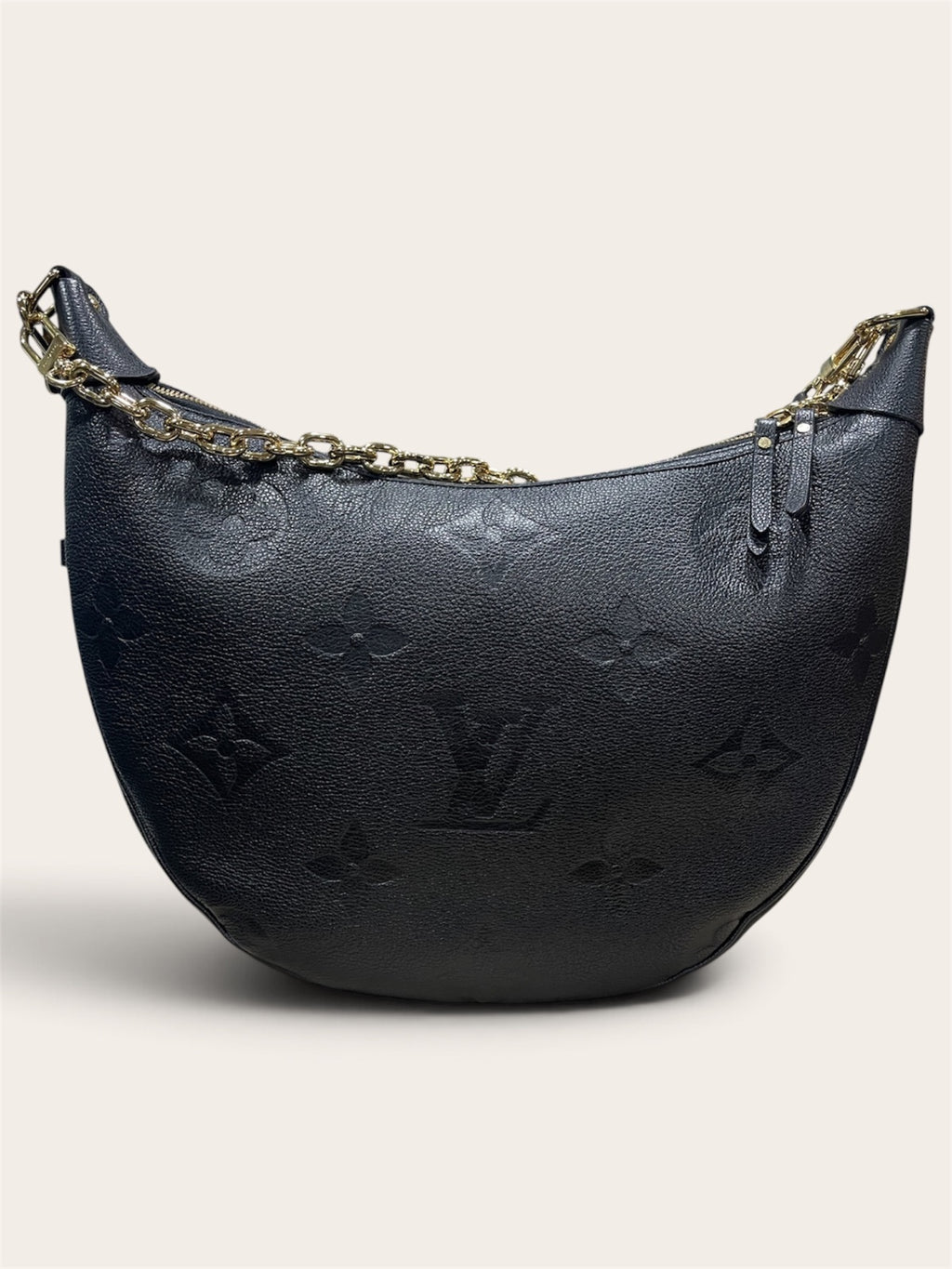 Louis Vuitton Black Hobo Bag Gold Chain