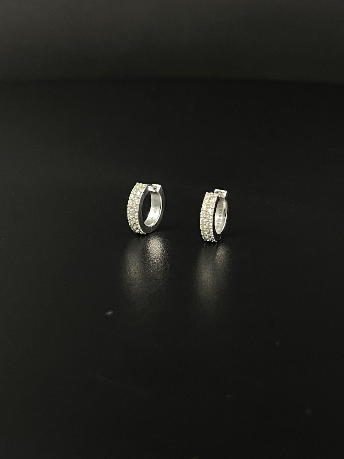 14K Gold Crystal Pave Hoop Earrings