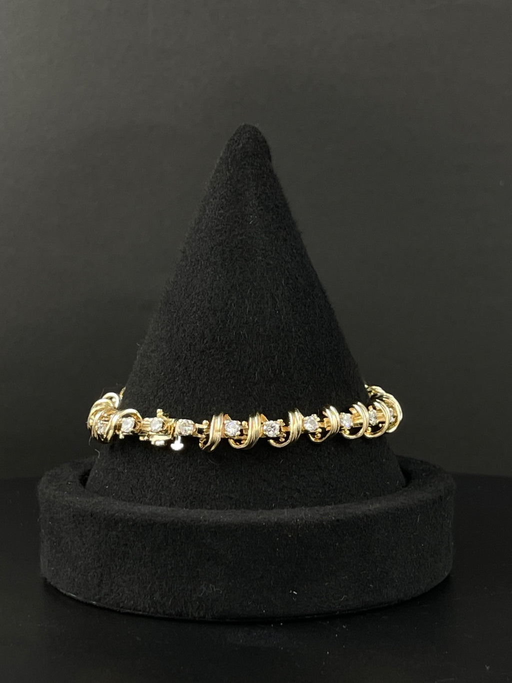 14K Yellow Gold Diamond Link Bracelet 21 Grams 7mm
