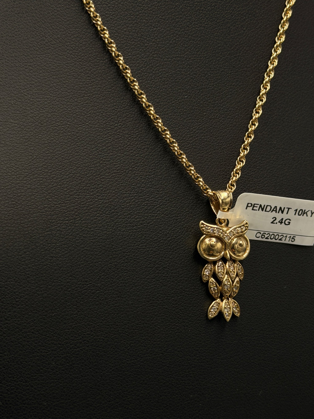 10K Gold Owl Pendant Charm 2.4g