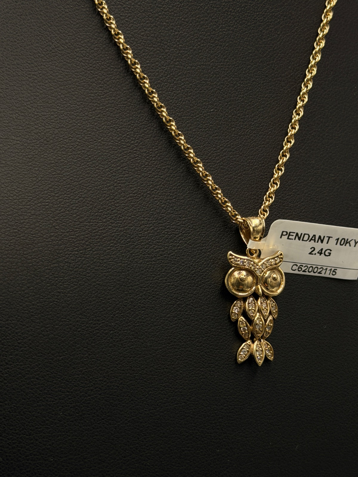10K Gold Owl Pendant Charm 2.4g