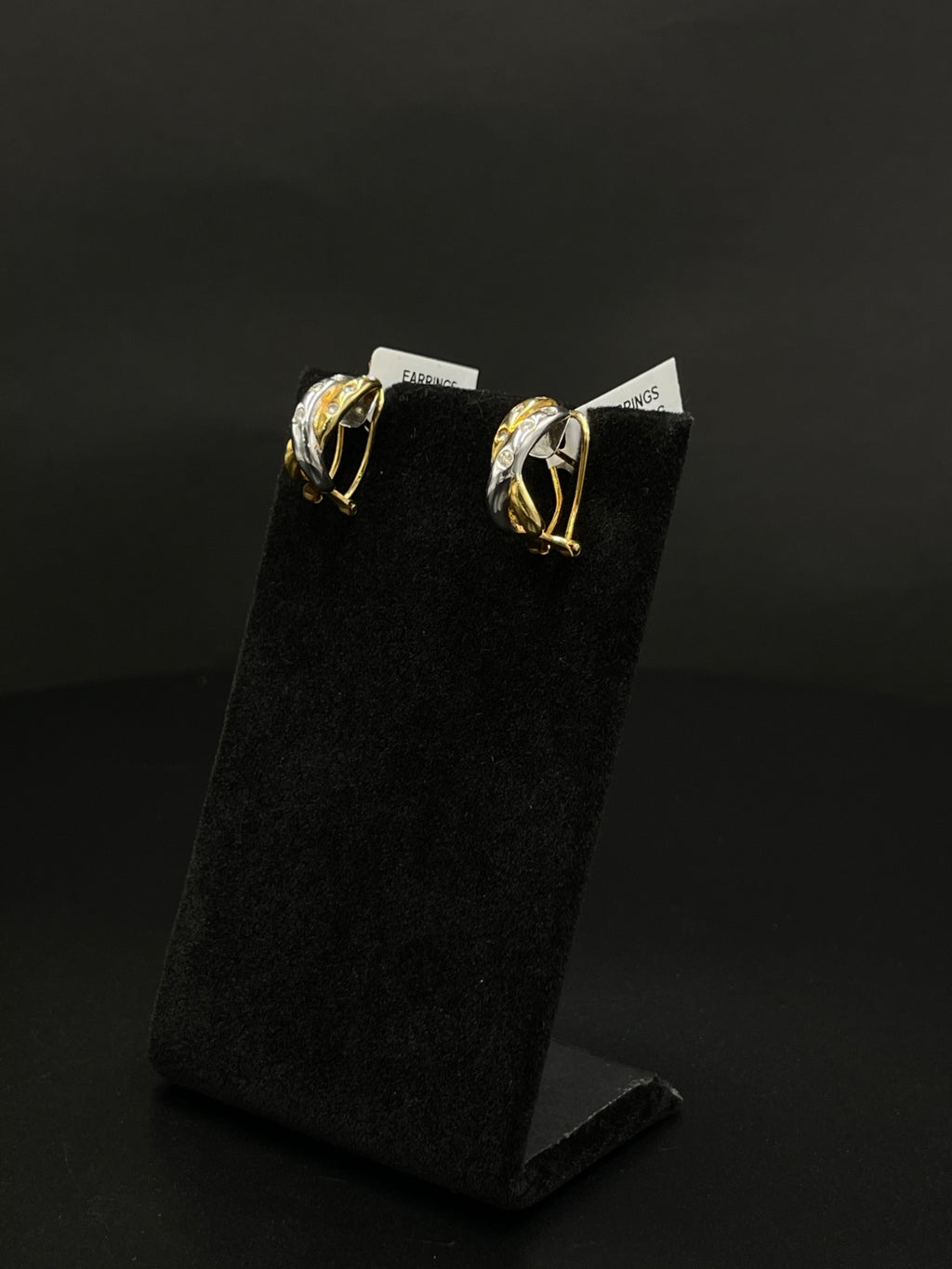 18K Two-Tone Diamond Huggie Earrings | DD Pawn Loans