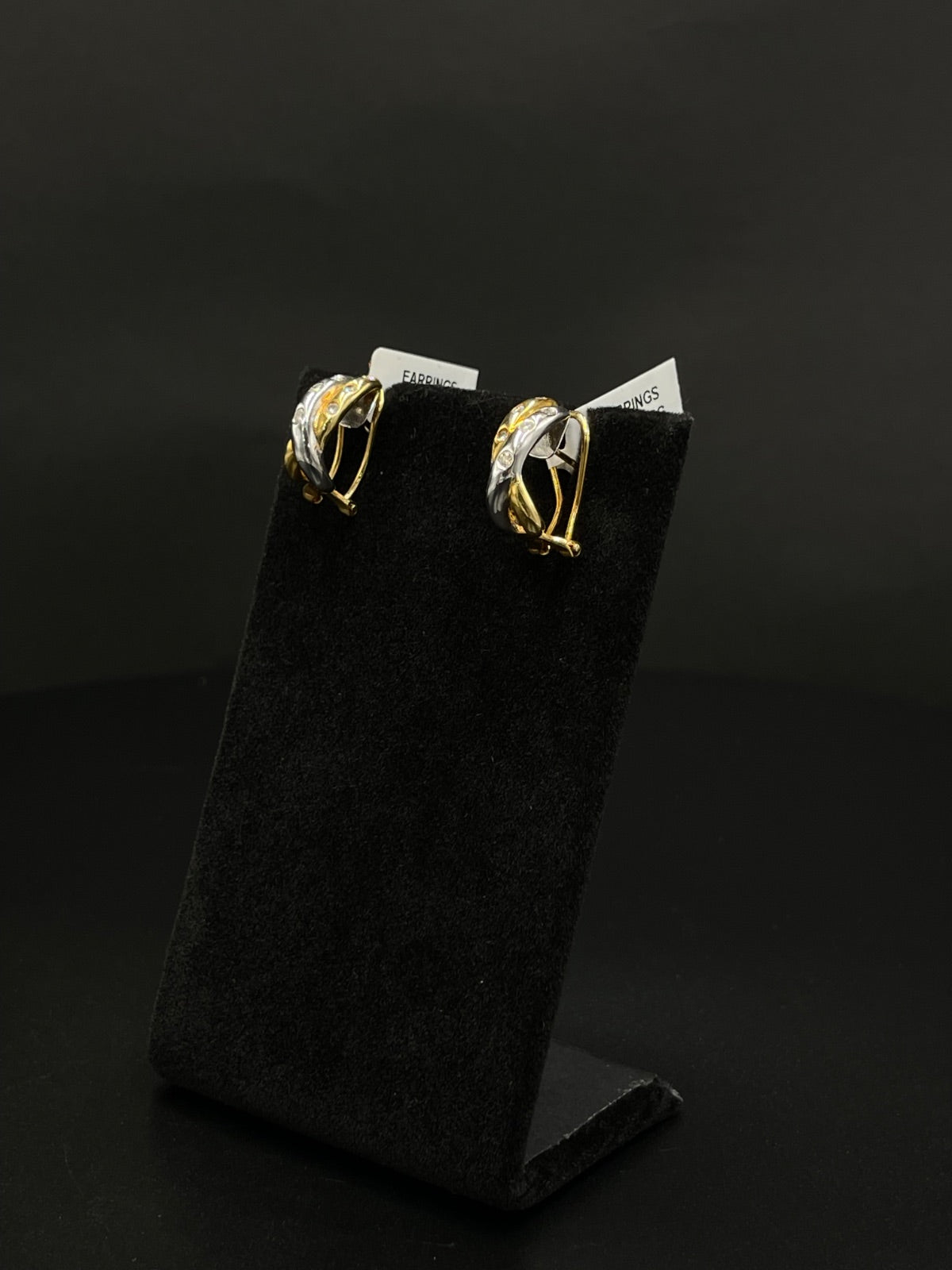 18K Two-Tone Diamond Huggie Earrings | DD Pawn Loans