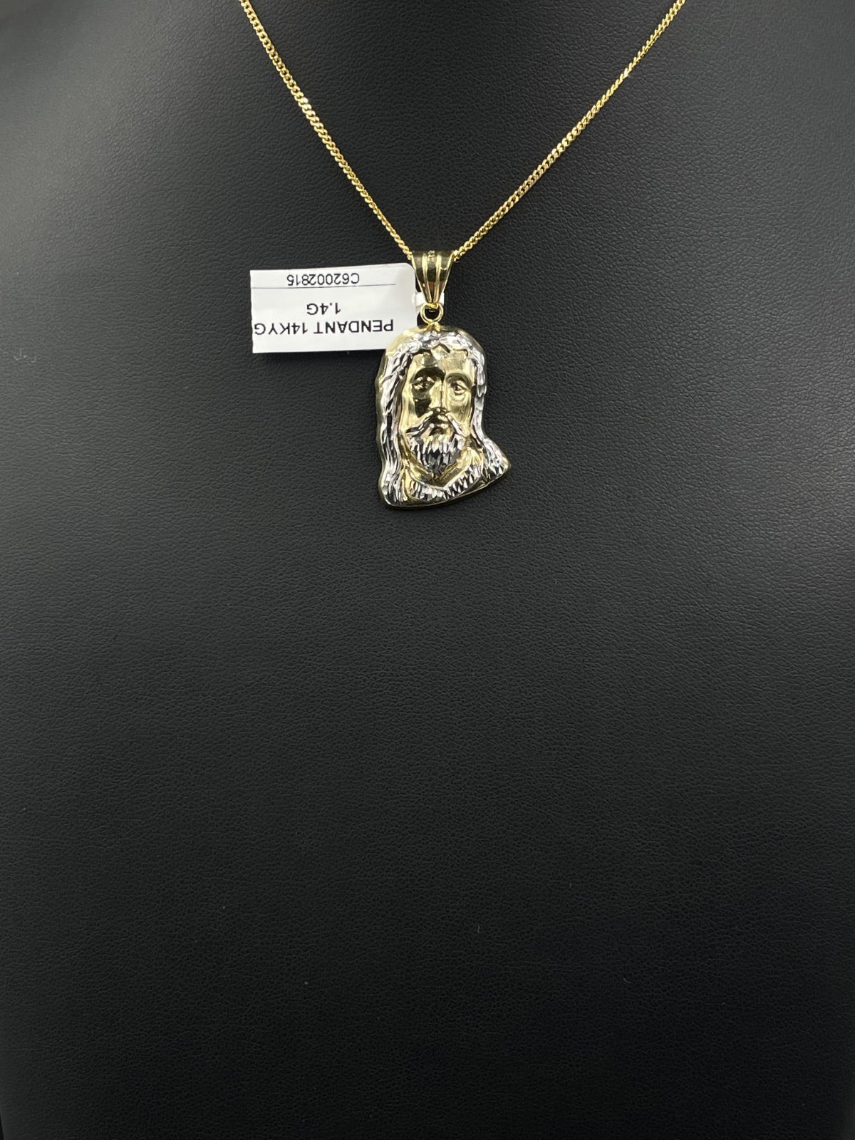 14K Gold Jesus Head Pendant 14.37mm