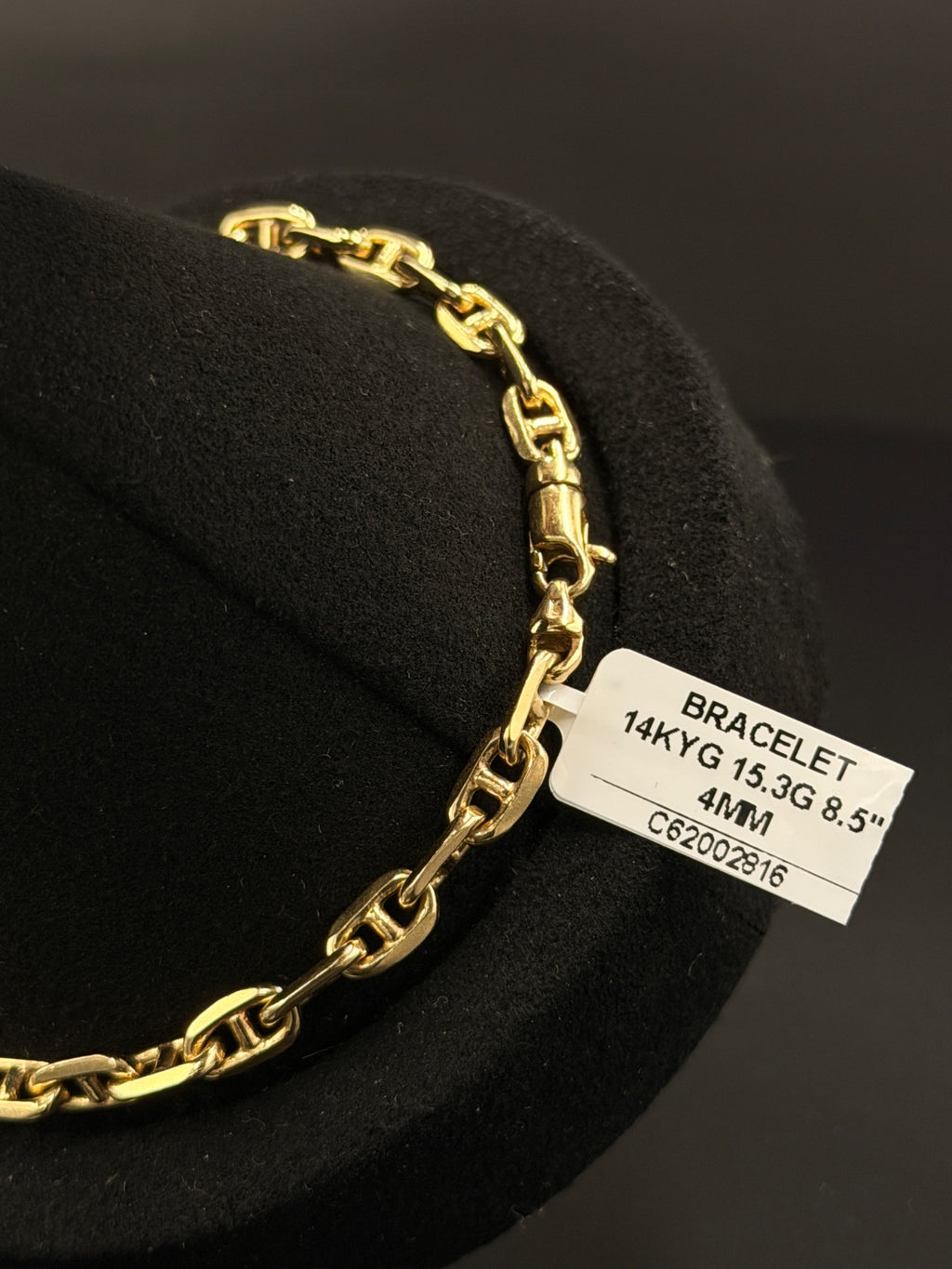 14K Gold Mariner Link Bracelet 8.5 in 4mm