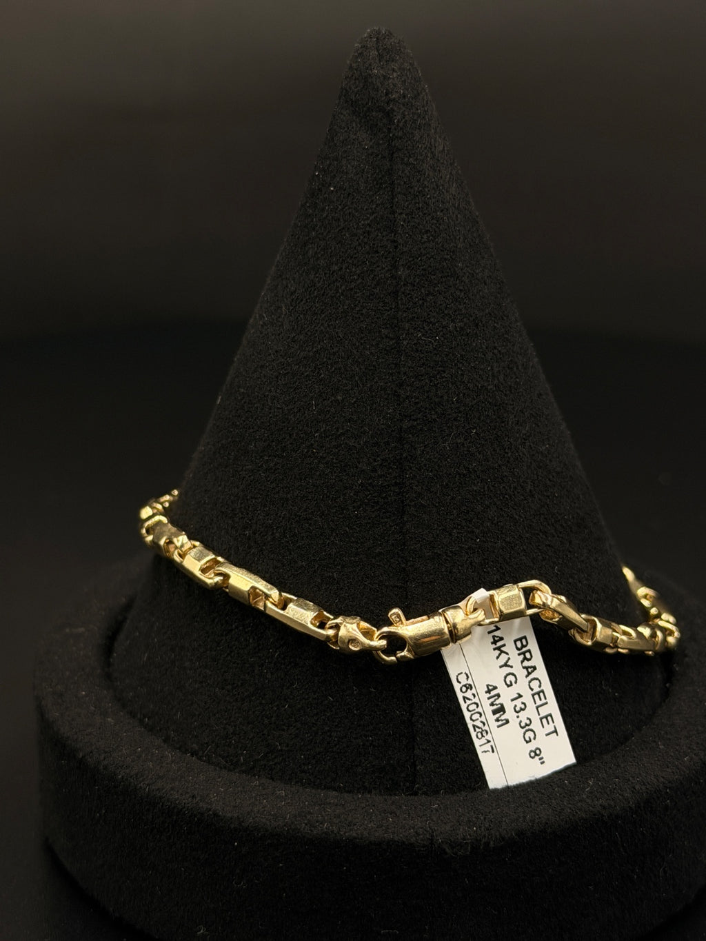 14K Gold Box Link Bracelet 8in Pre-Owned