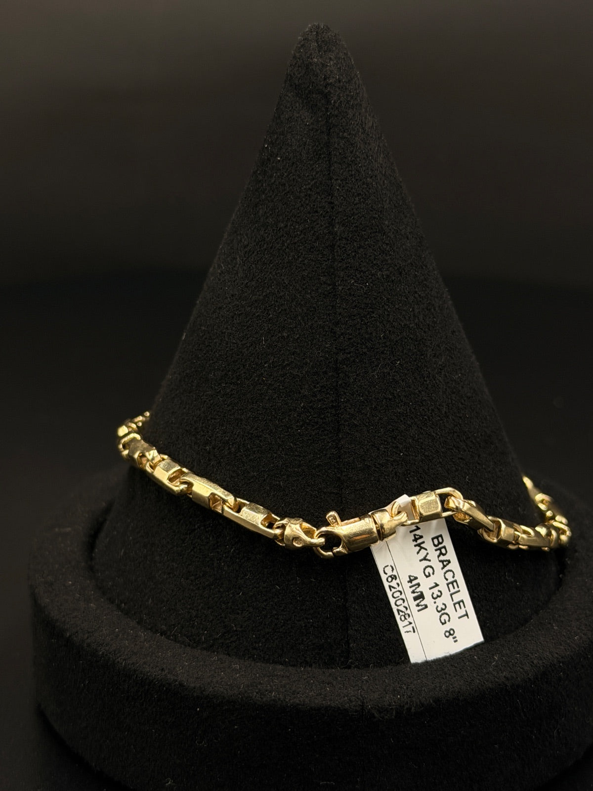 14K Gold Box Link Bracelet 8in Pre-Owned