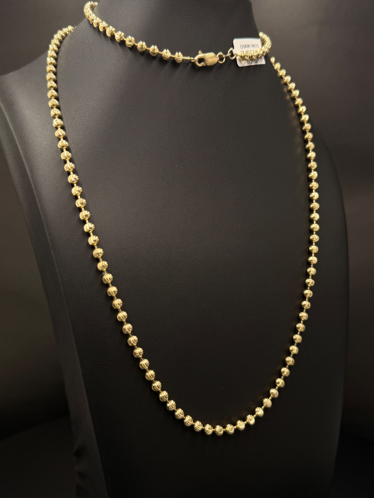 14K Yellow Gold Moon-Cut Bead Chain 38.6 Grams 35 Inches 4mm — photo 3