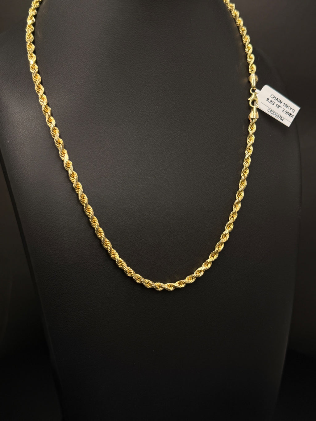 10K Gold Rope Chain Necklace 20 in 3.5mm