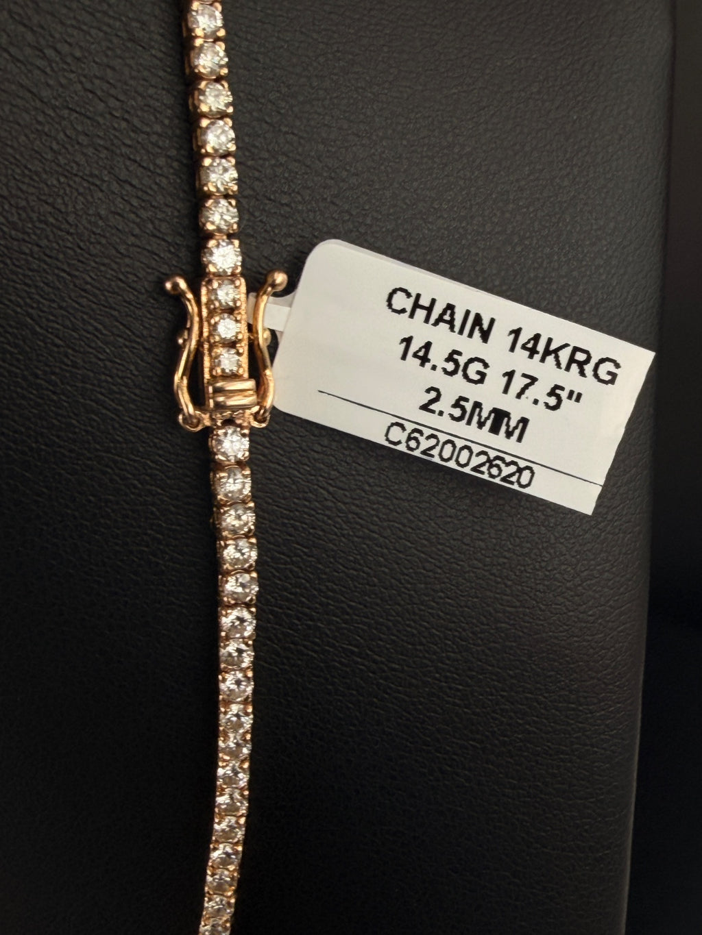 14K Rose Gold Diamond Tennis Chain for Sale