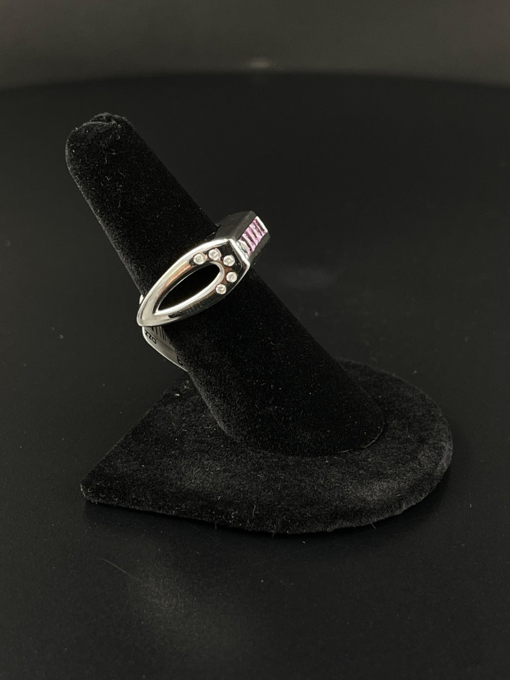14K White Gold Ring Sapphire Diamond Size 7