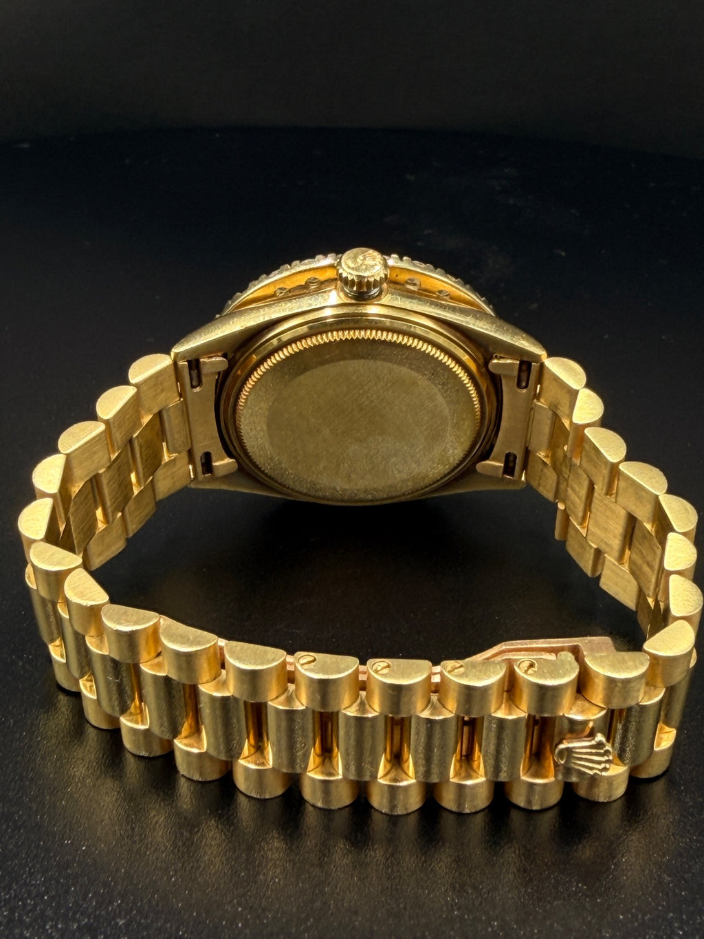 Rolex Datejust 1601 36mm 18K Yellow Gold Watch, Black Diamond Dial, Aftermarket Diamond Bezel — photo 3