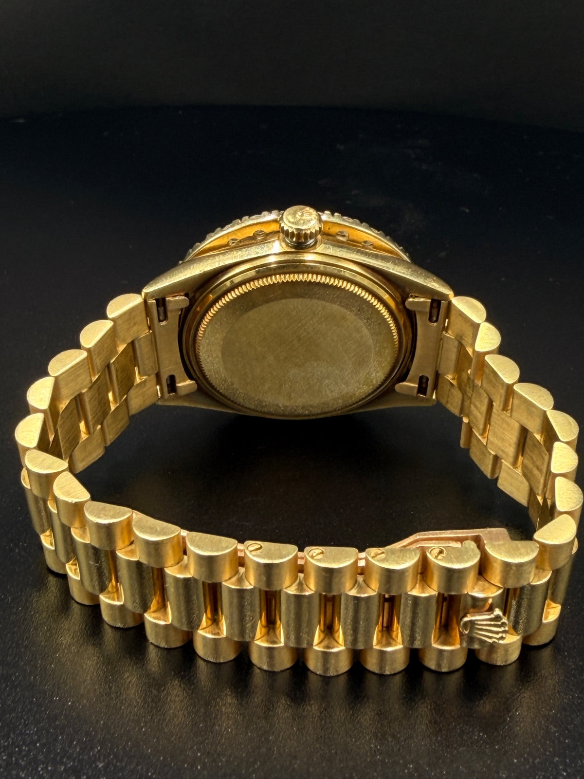 Rolex Datejust 1601 36mm 18K Yellow Gold Watch, Black Diamond Dial, Aftermarket Diamond Bezel — photo 3