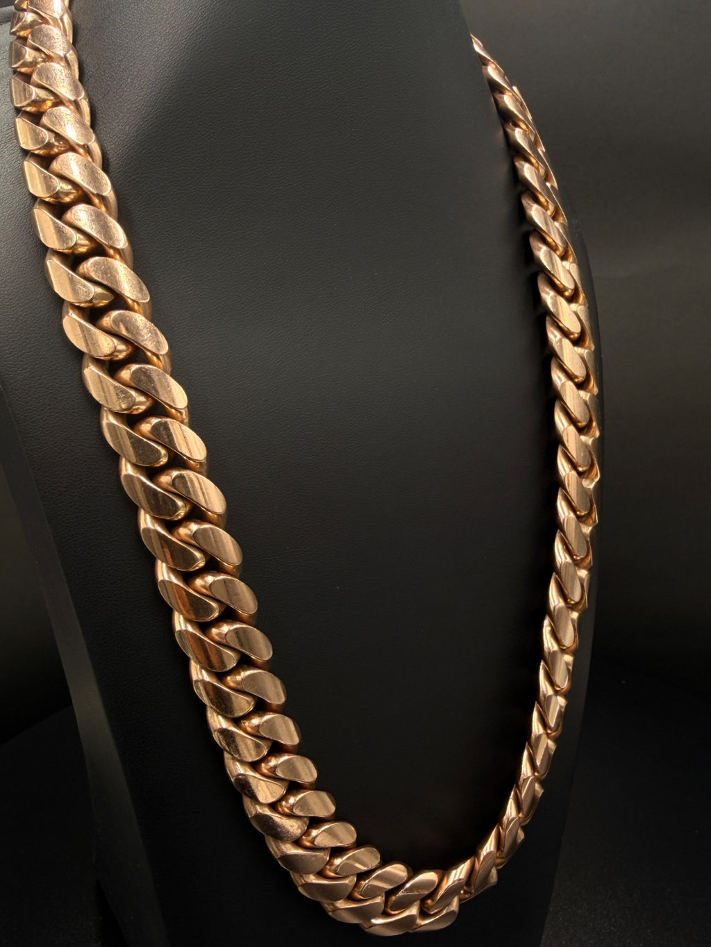10K Rose Gold Curb Chain Necklace 24 in