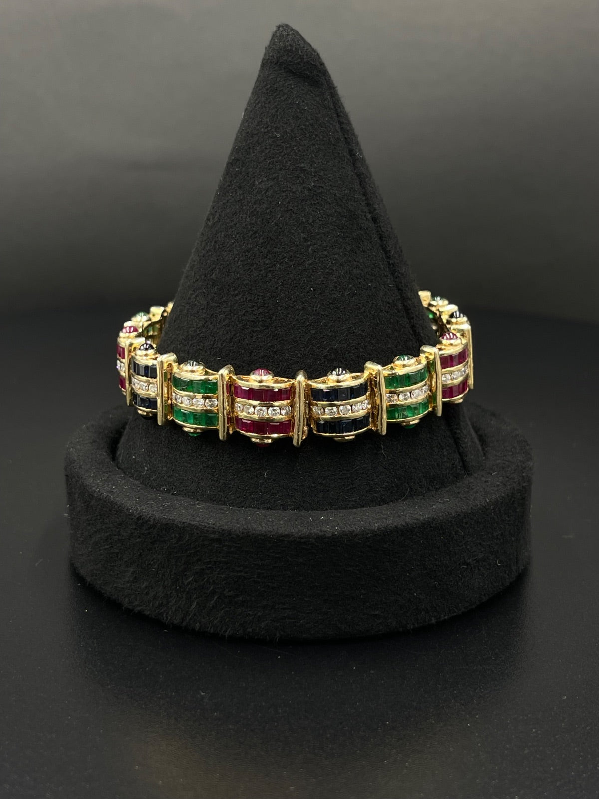 14K Gold Diamond & Gemstone Bracelet 37.5g