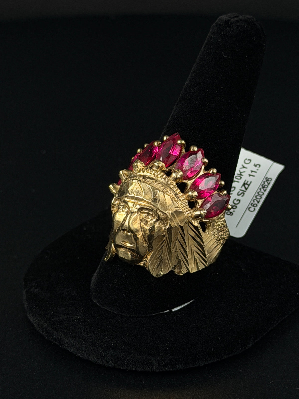 10K Gold Native American Chief Ring for Sale