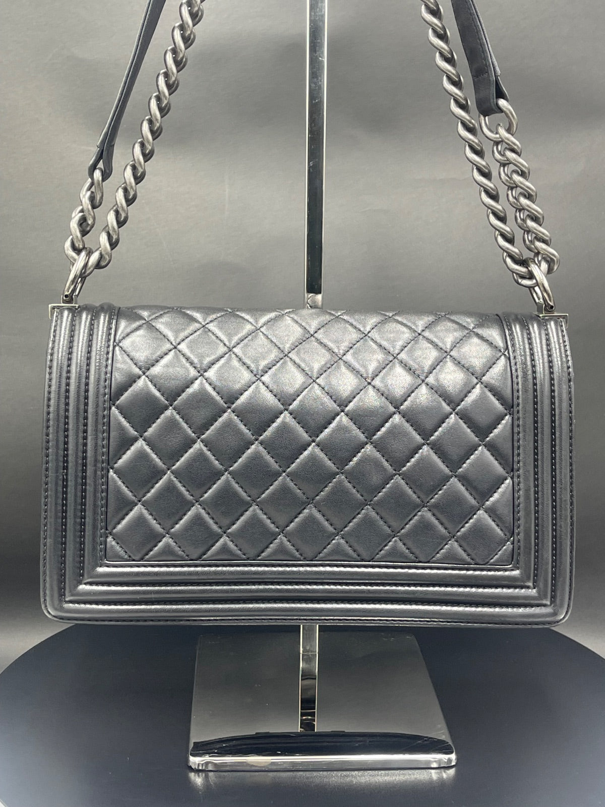 Chanel Boy Handbag Medium Calfskin Ruthenium
