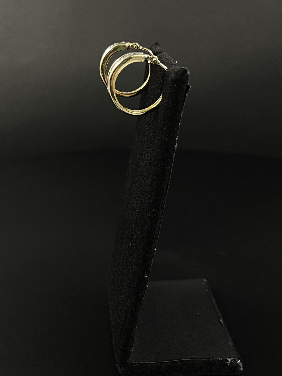 14K Gold Diamond Hoop Earrings 3.8g