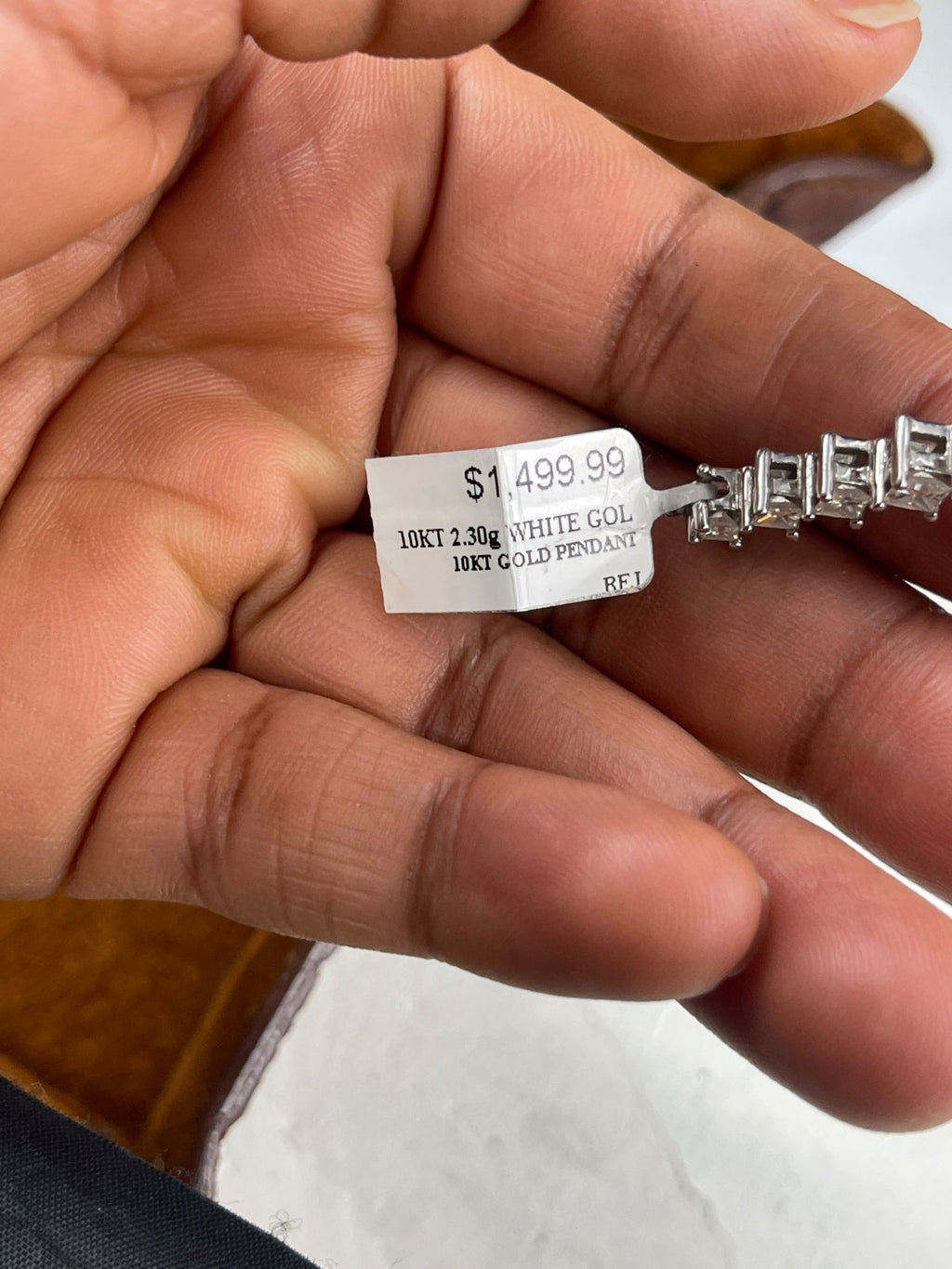 10K White Gold 5-Stone Princess Cut Journey Pendant 2.3g