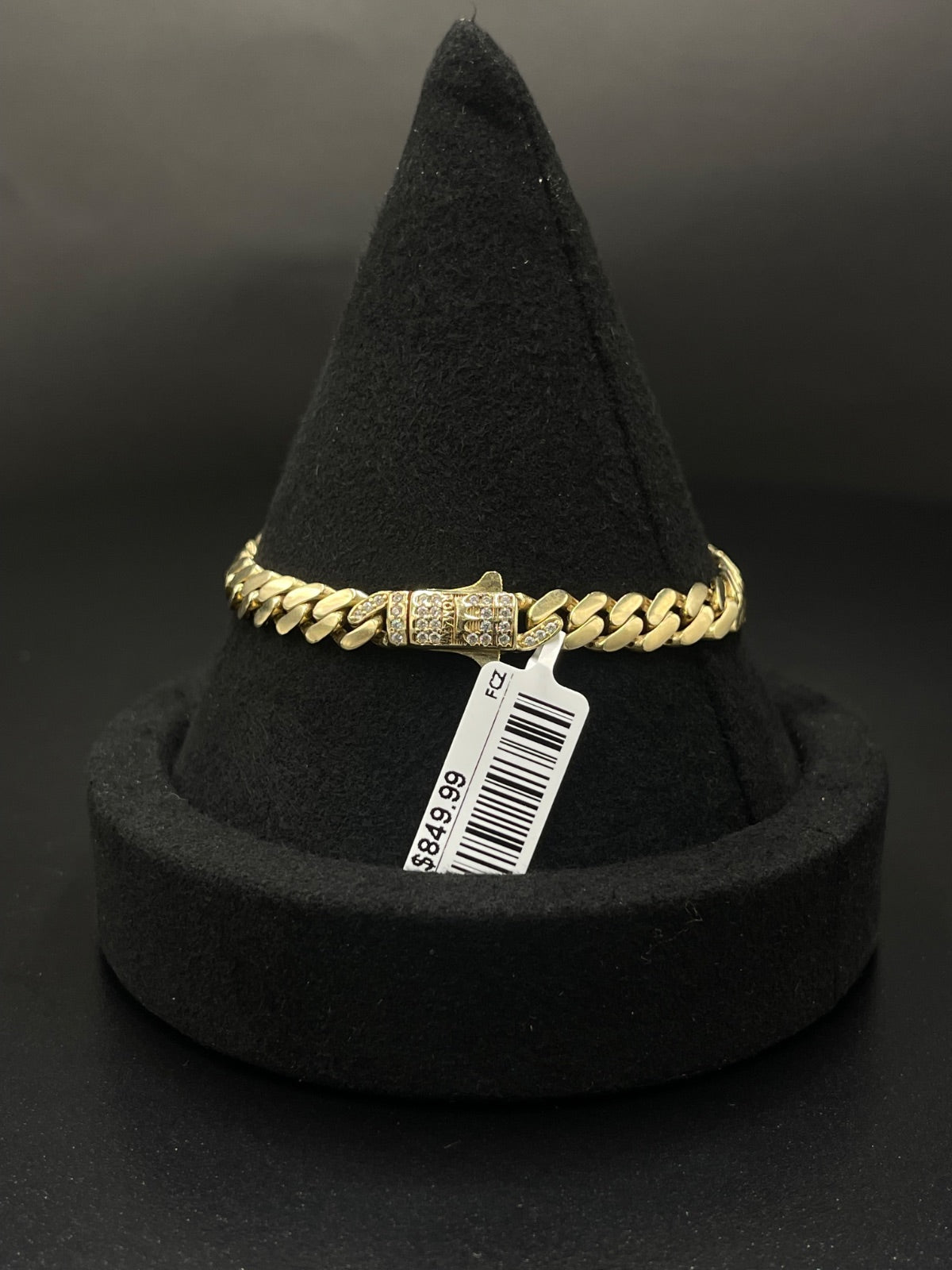 10K Gold Curb Chain Bracelet with Heart Charm 7in 6mm 10.1g — photo 3