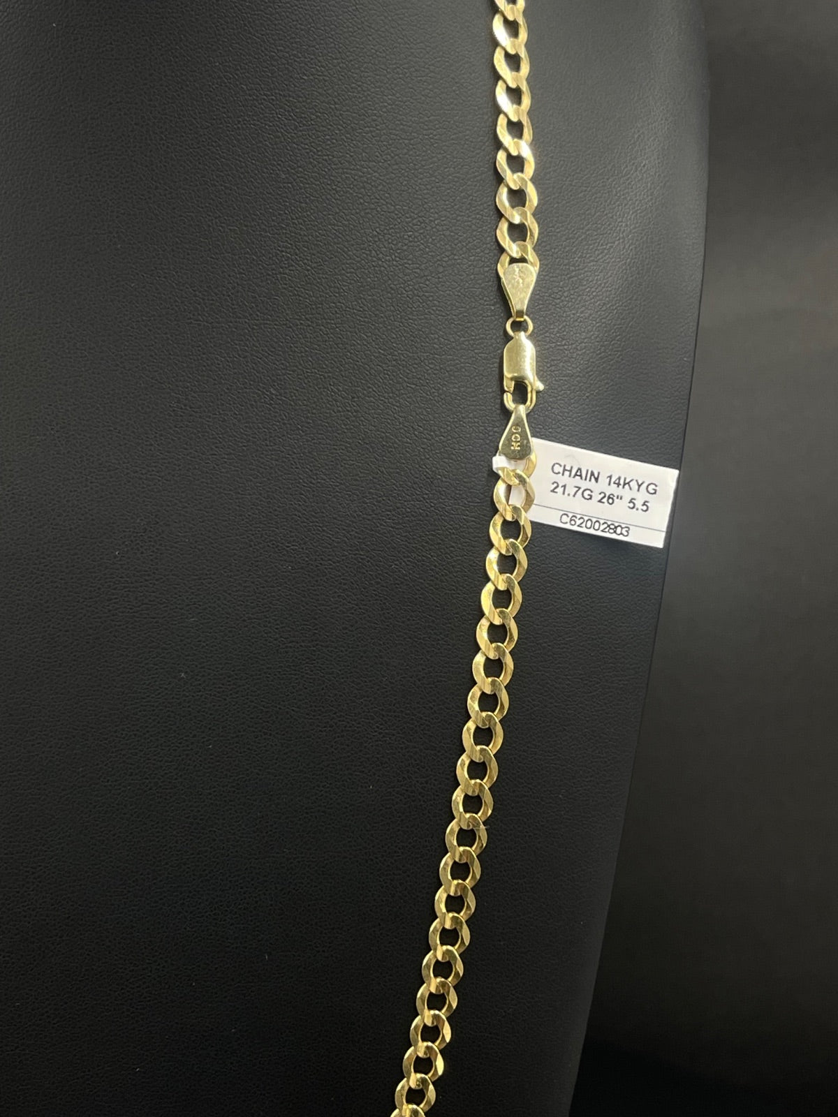 14K Gold Curb Chain Necklace 26 Inch for Sale