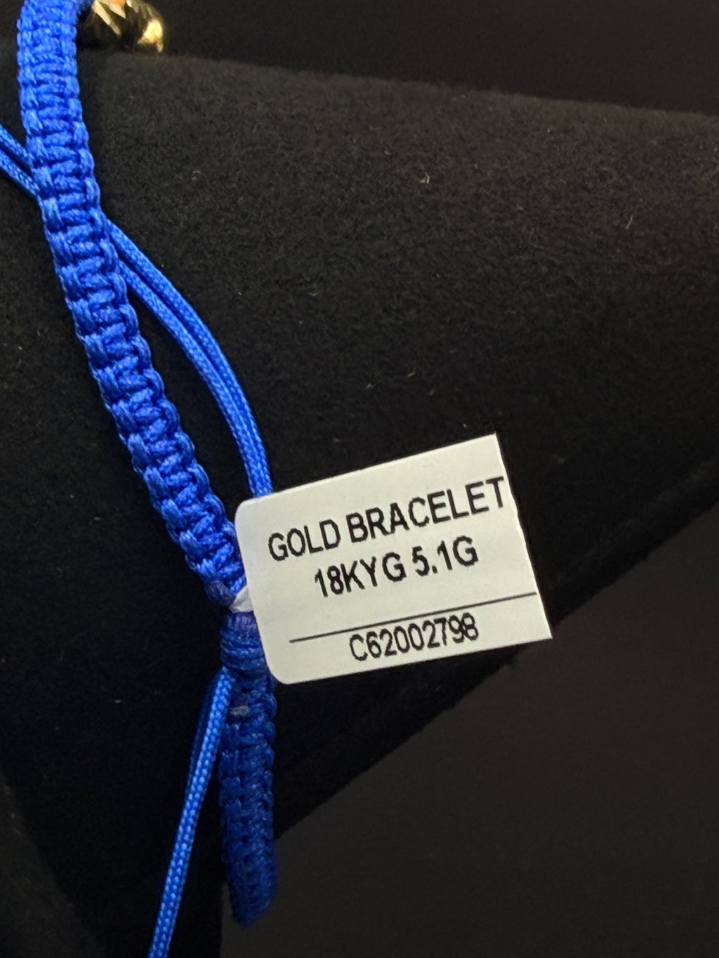 18K Gold Bracelet with Blue Charm Adjustable